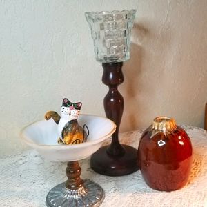 Vintage Wood & Milkglass Group